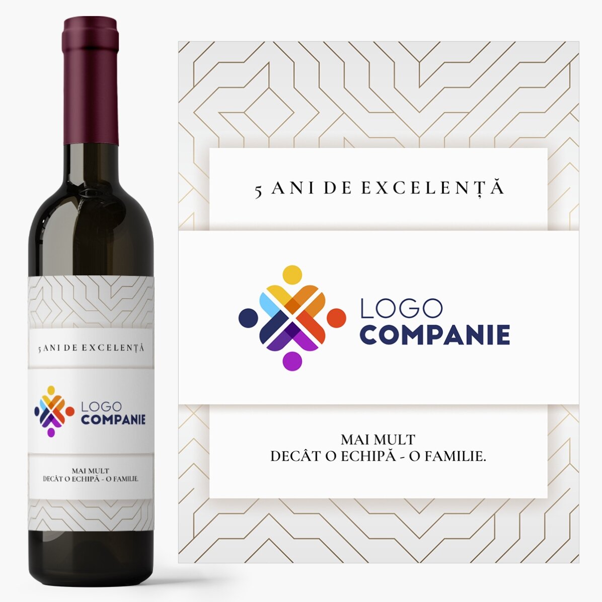 Vin personalizat cu logo și text - Aniversare brand