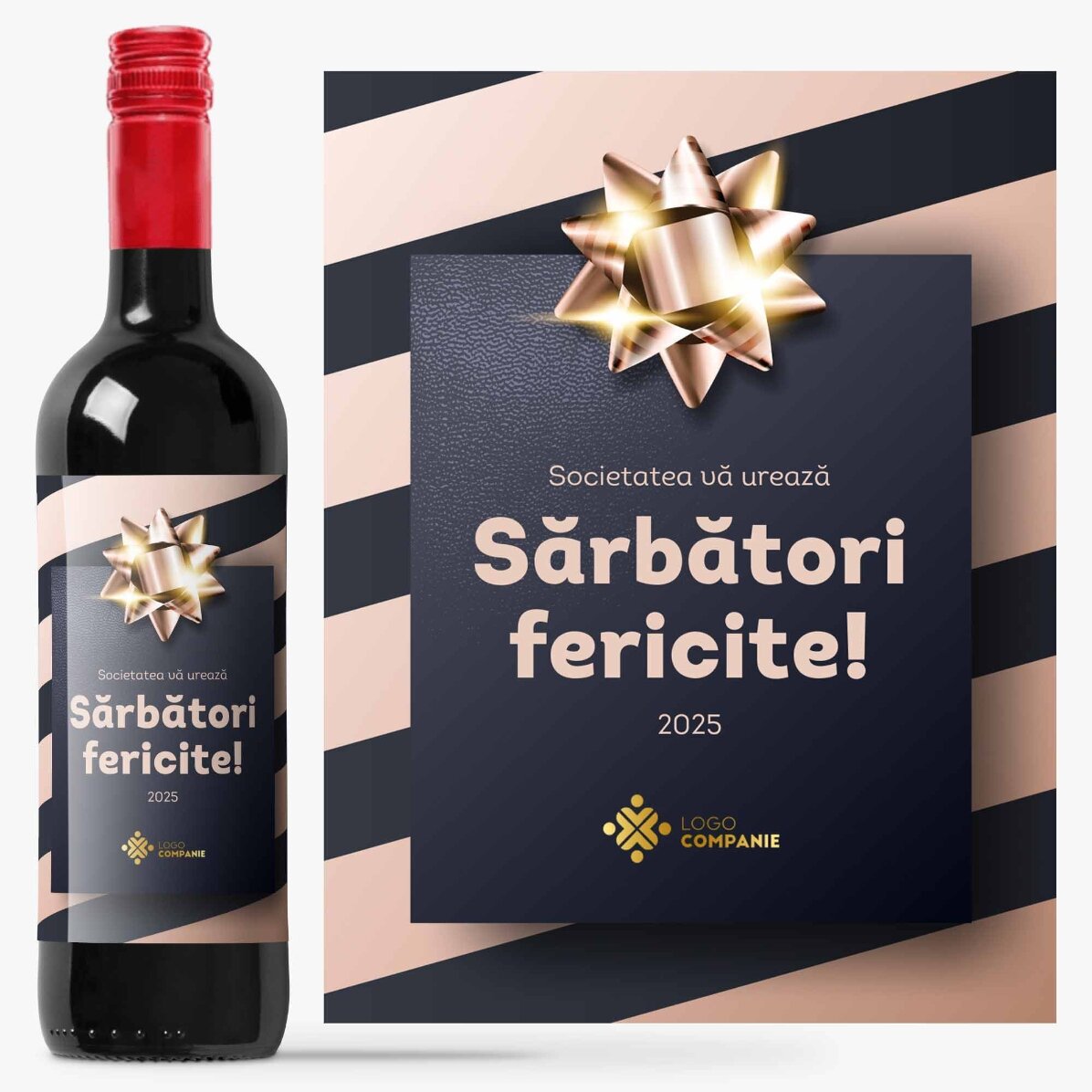 Vin personalizat cu logo și text - Cadou de Sărbători