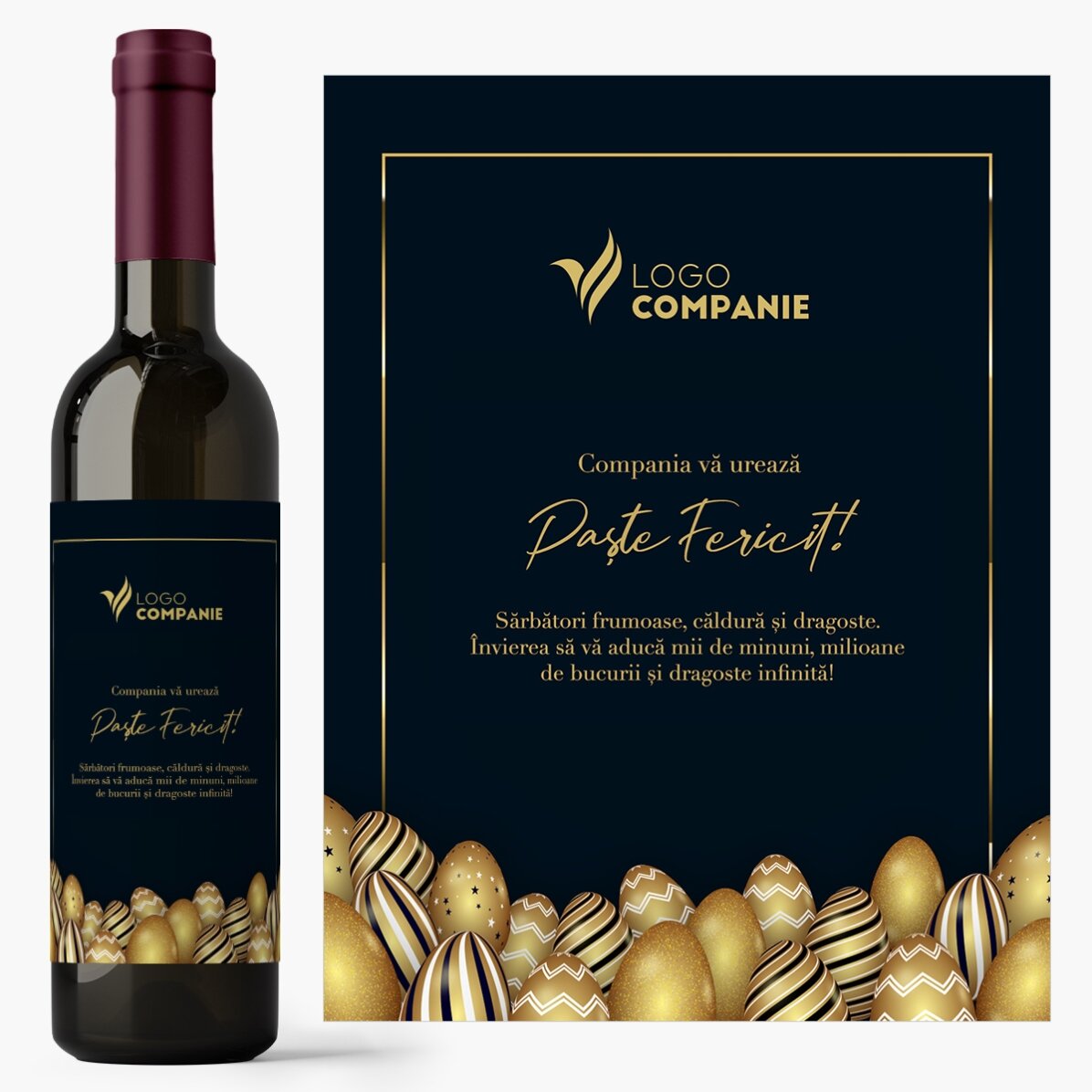 Vin personalizat cu logo și text pentru Paște
