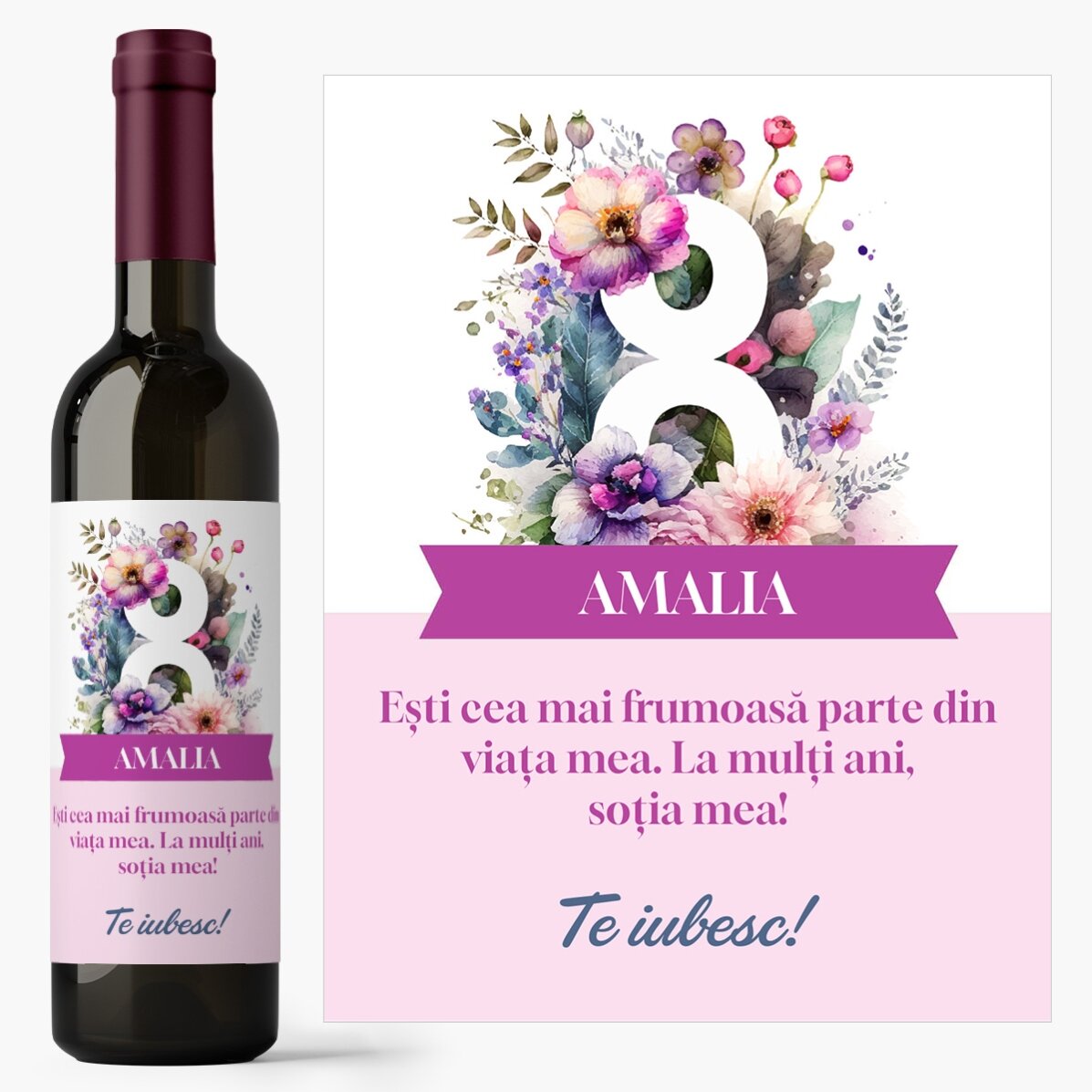 Vin personalizat cu mesaj - 8 Martie
