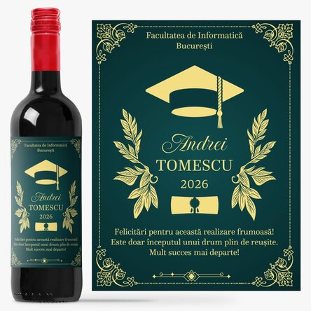 Vin personalizat cu mesaj - Absolvent