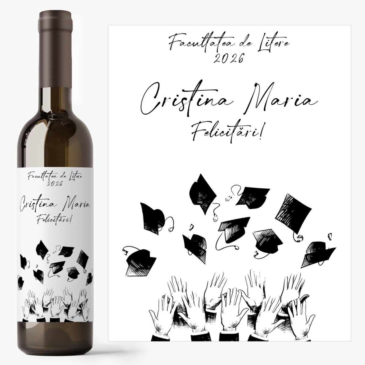 Vin personalizat cu mesaj - Ceremonie de absolvire