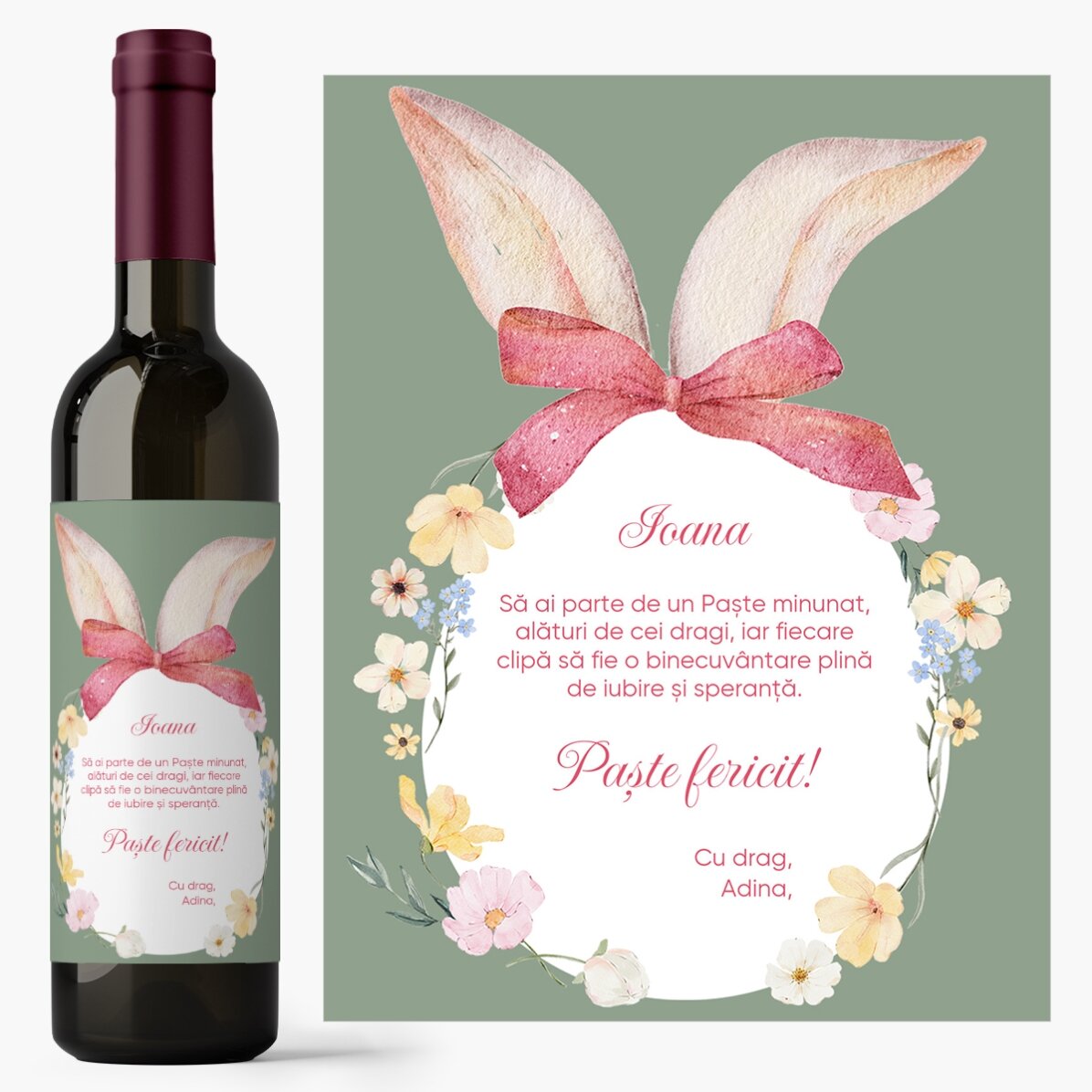 Vin personalizat cu mesaj de Paște - Paște fericit!