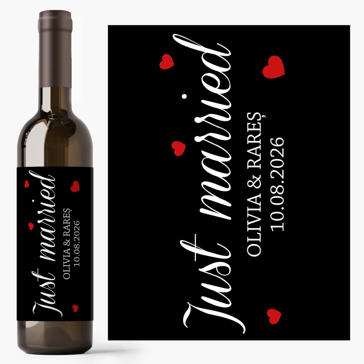 Vin personalizat cu mesaj - Just Married