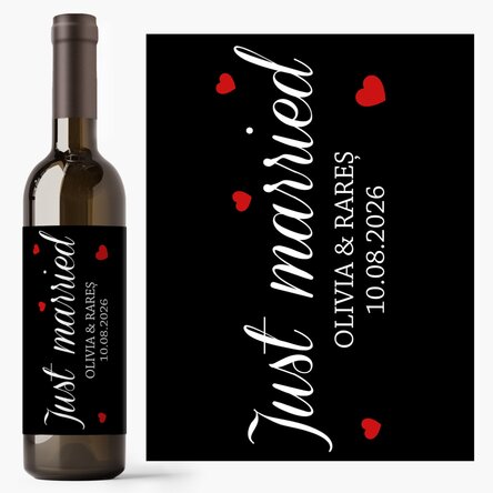 Vin personalizat cu mesaj - Just Married