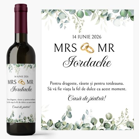 Vin personalizat cu mesaj - Mrs & Mr