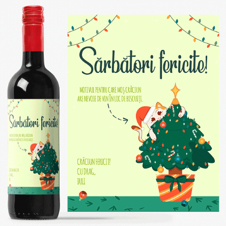Vin personalizat cu mesaj - Pisica Grinch
