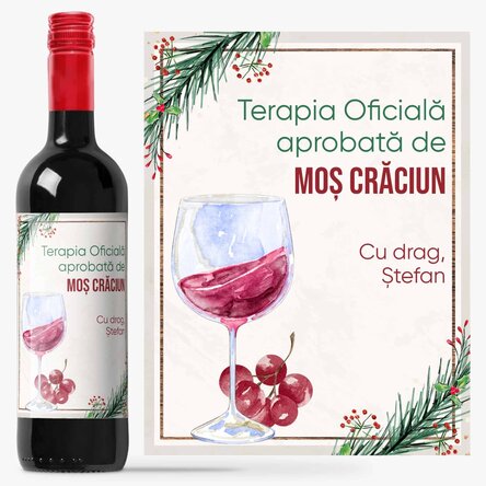 Vin personalizat cu mesaj - Terapia de Crăciun