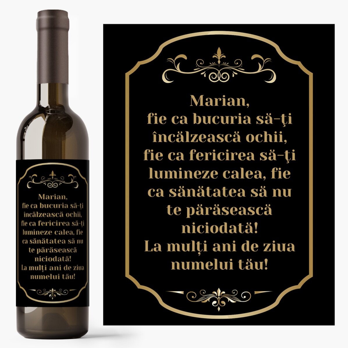 Vin personalizat cu mesaj