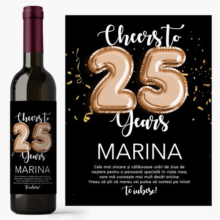 Vin personalizat cu număr, nume și mesaj - Cheers to