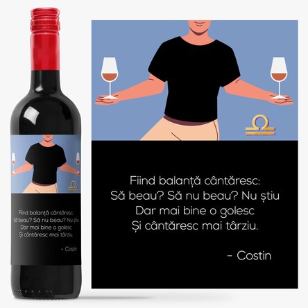 Vin personalizat cu nume pentru el, zodia Balanță x Flick