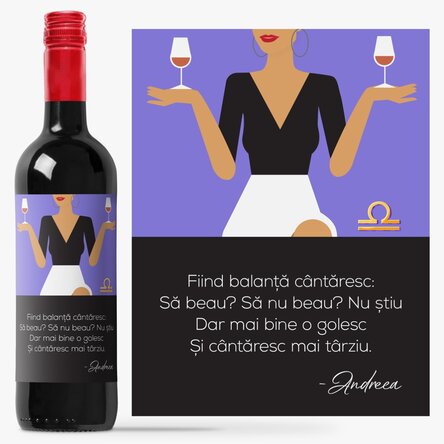 Vin personalizat cu nume pentru zodia Balanță x Flick