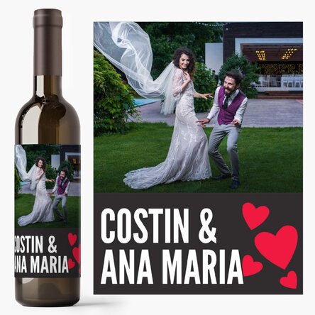 Vin personalizat cu o poză pentru cuplu