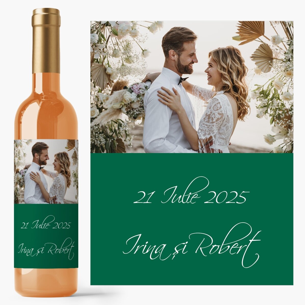 Vin personalizat cu o poză pentru nuntă