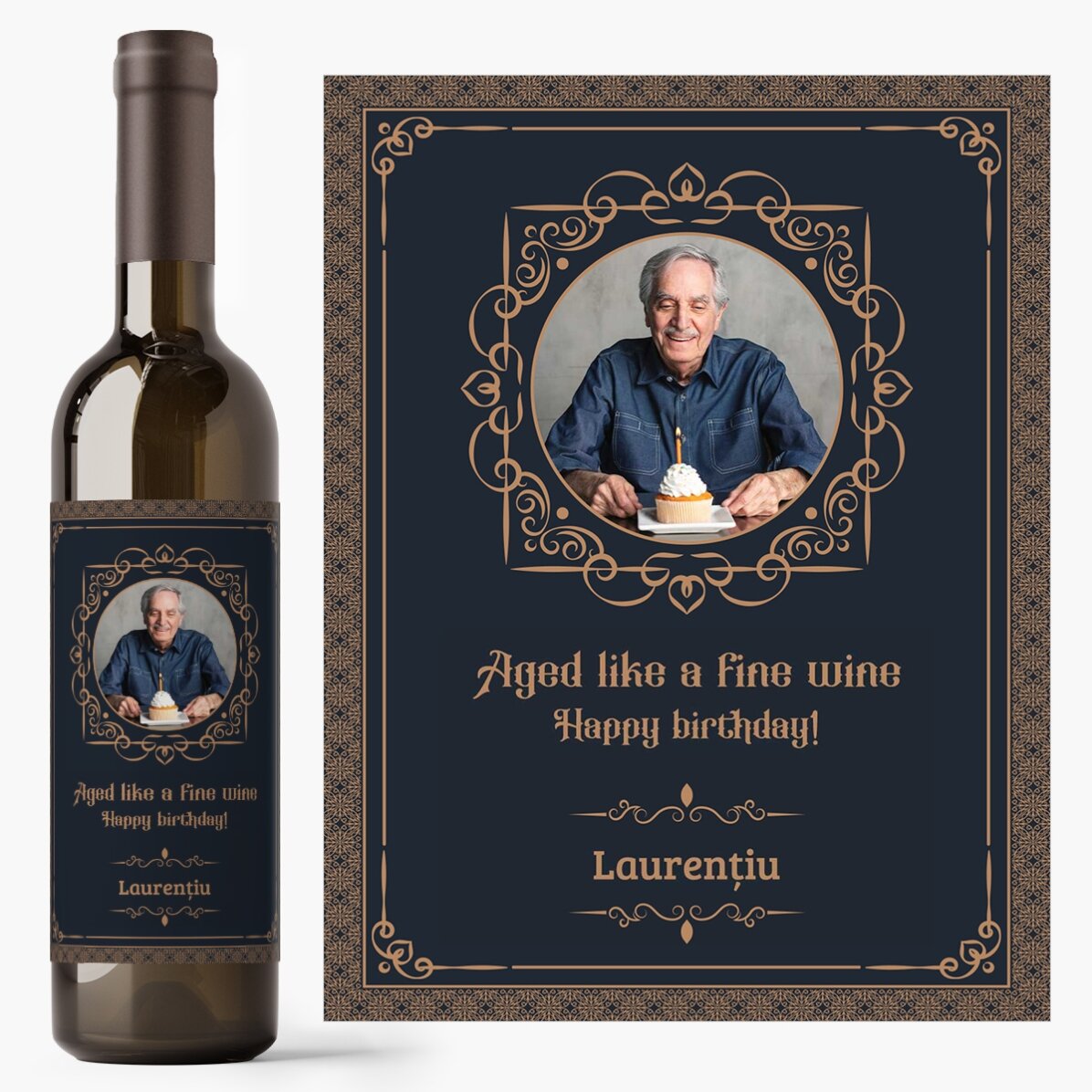 Vin personalizat cu o poză și mesaj - Aged like a fine wine
