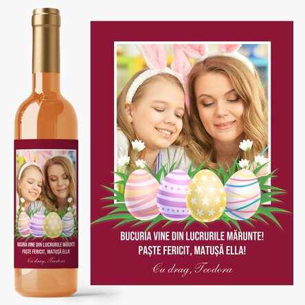 Vin personalizat cu o poză și mesaj de Paște