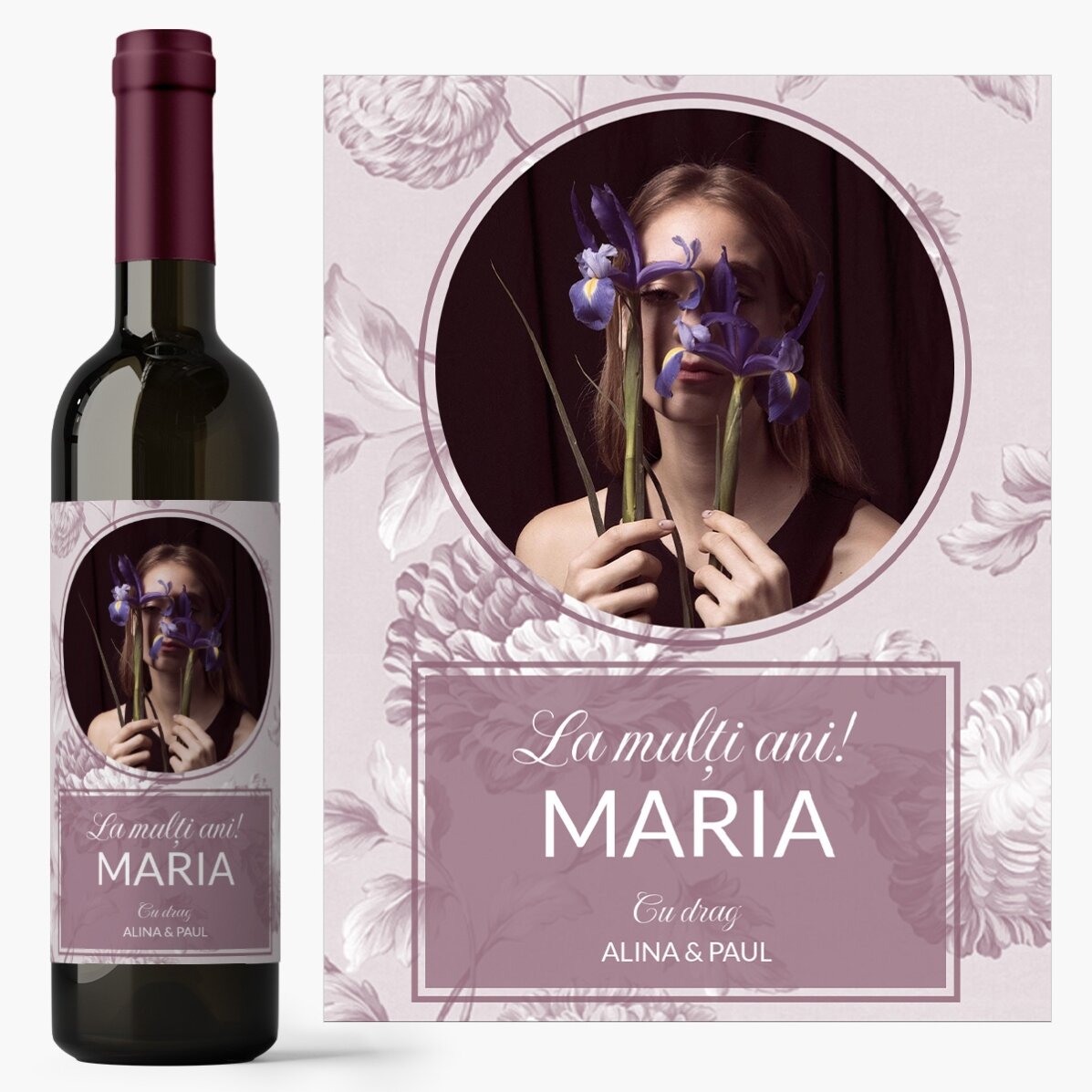 Vin personalizat cu o poză și mesaj - Onomastică