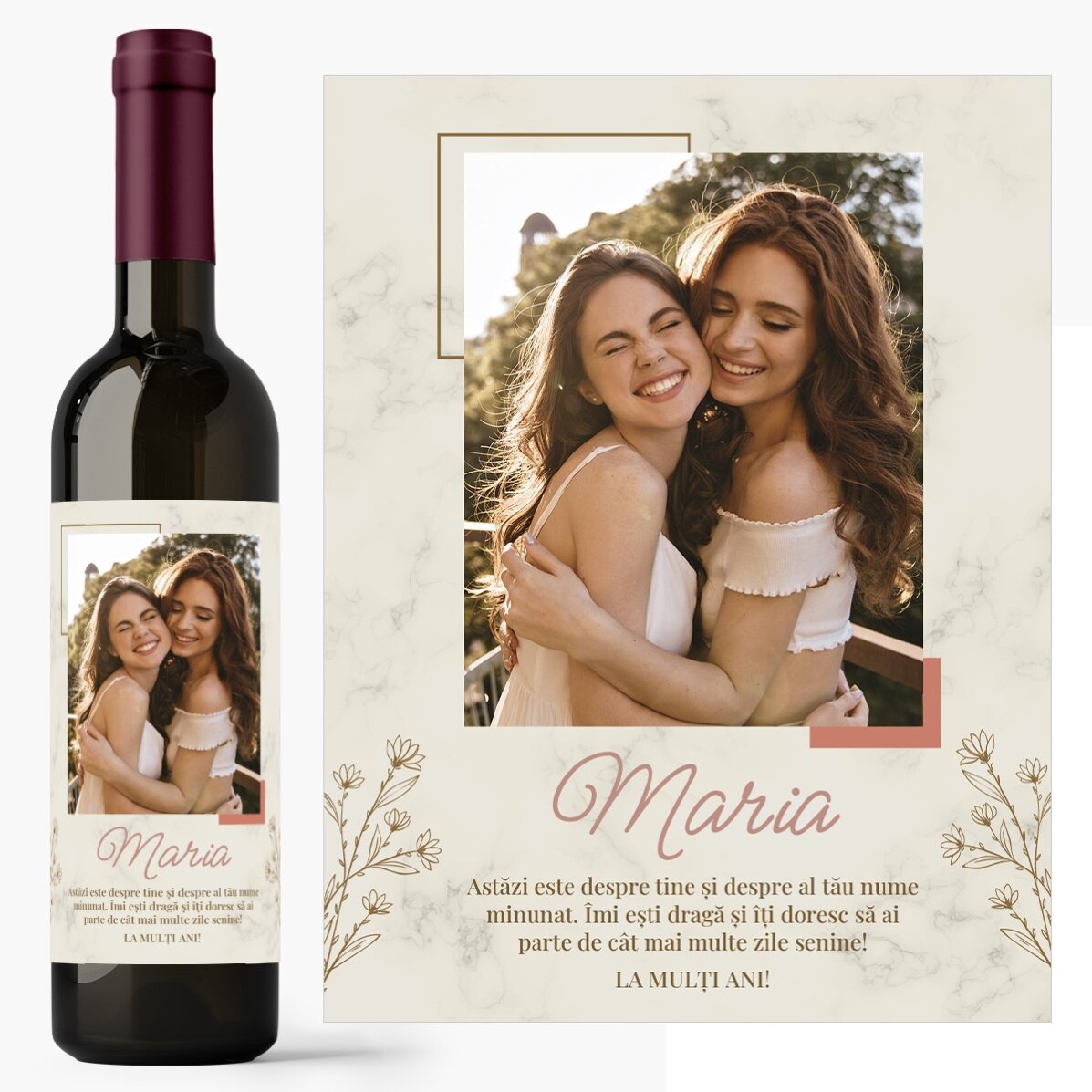 Vin personalizat cu o poză și mesaj - Pentru ea