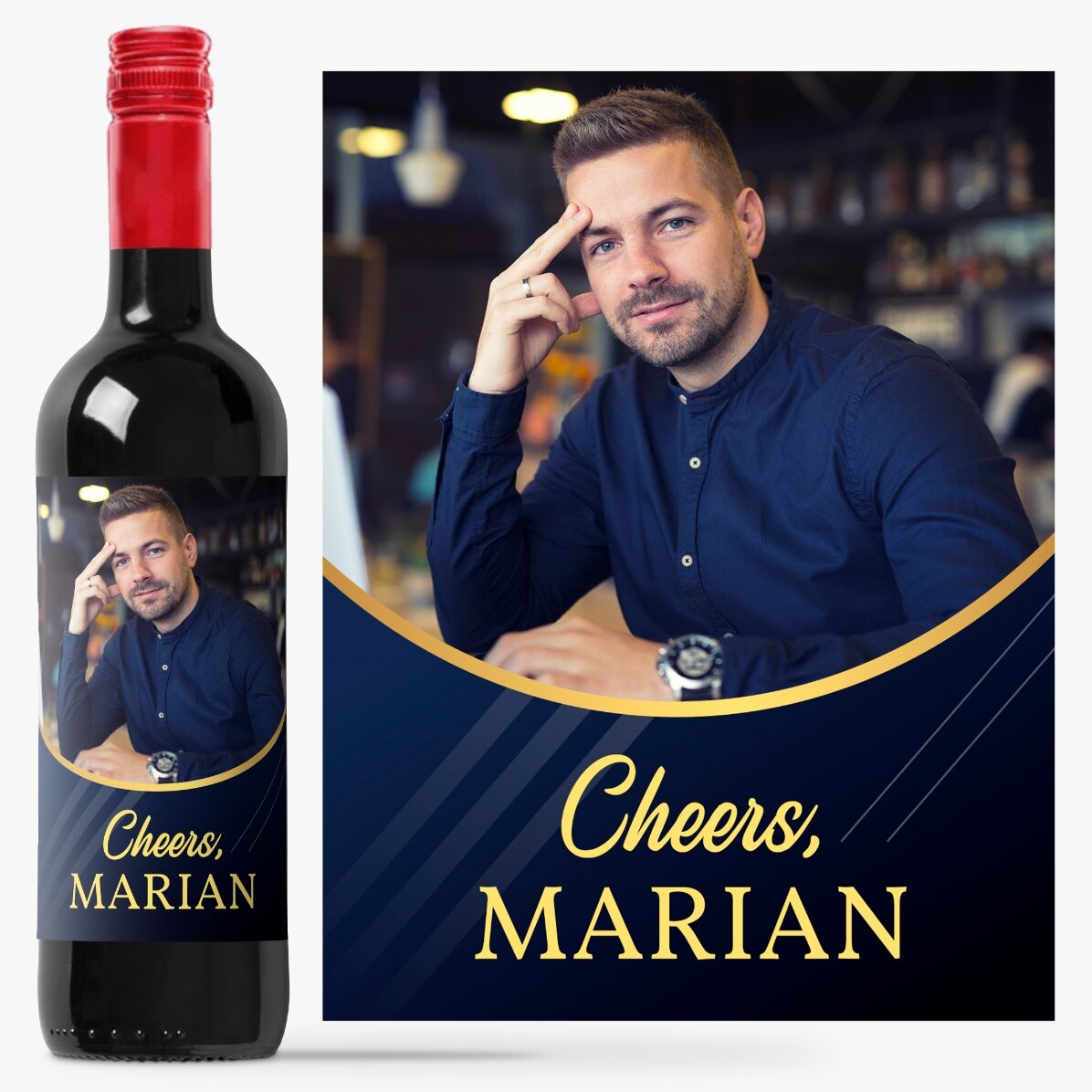 Vin personalizat cu o poză și mesaj - Pentru el
