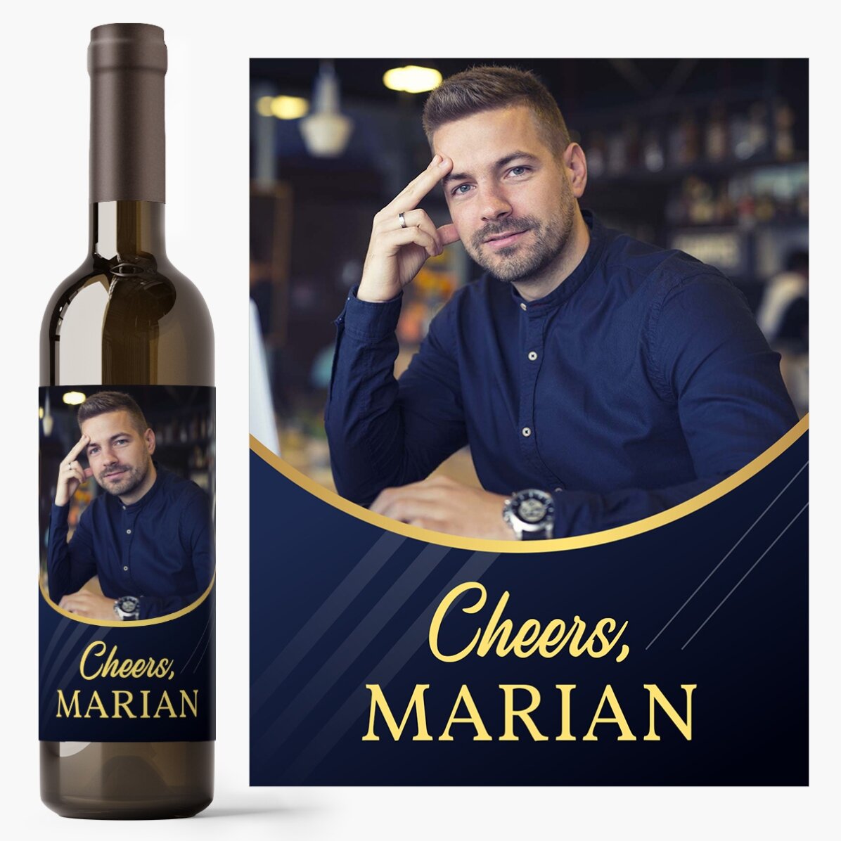 Vin personalizat cu o poză și mesaj - Pentru el