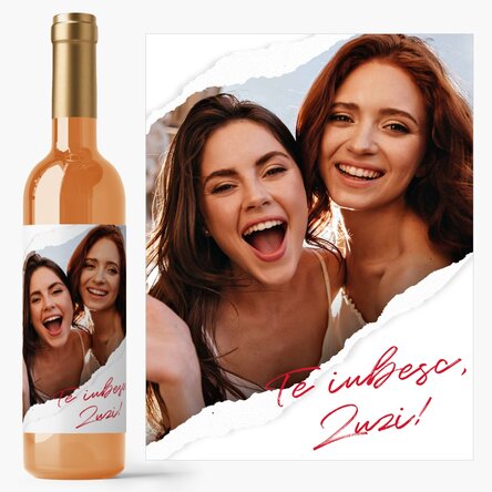 Vin personalizat cu o poză și text - Hârtie ruptă