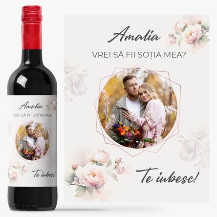 Vin personalizat cu poză și mesaj - Cerere în căsătorie