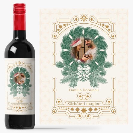 Vin personalizat cu poză și mesaj - Magia sărbătorilor