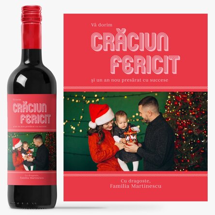 Vin personalizat cu poză și mesaj - Momente în familie