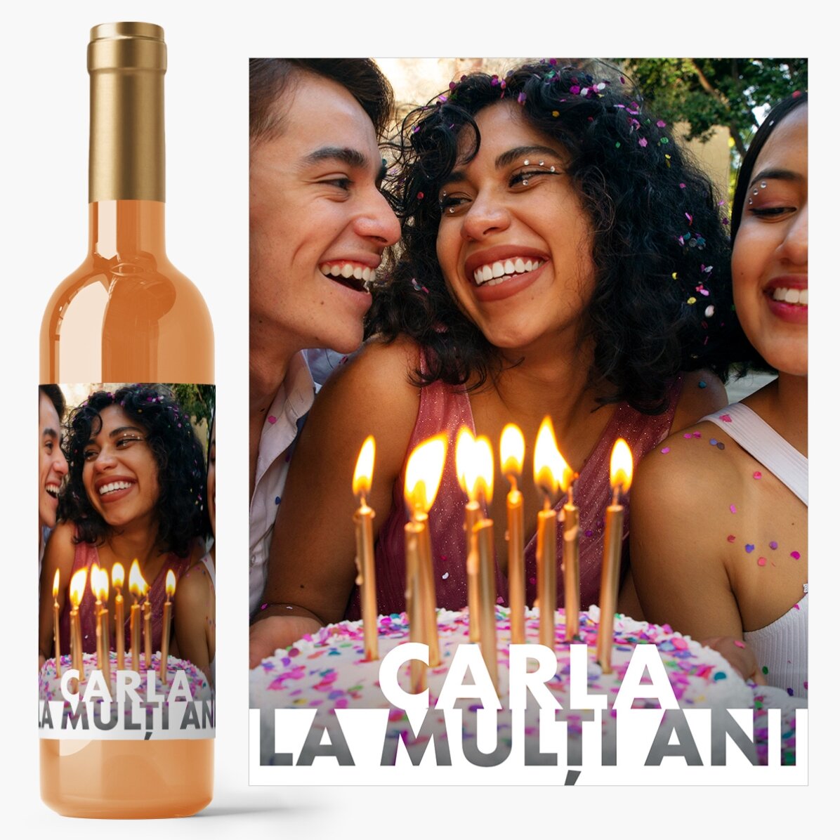 Vin personalizat cu poză și nume pentru zi de naștere