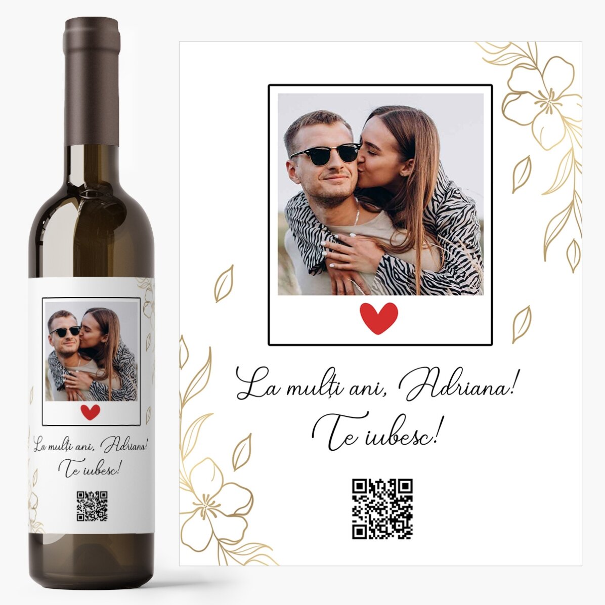 Vin personalizat cu poză, text și cod QR - Zi de naștere