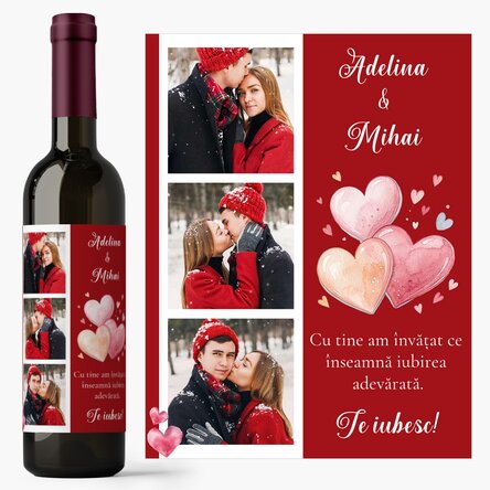Vin personalizat cu poze și text - Iubire