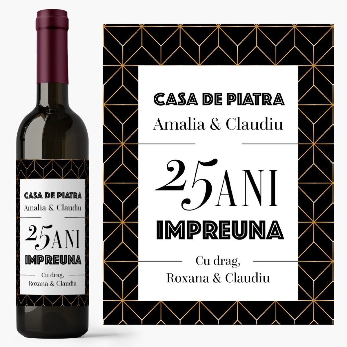 Vin personalizat cu text - Aniversare