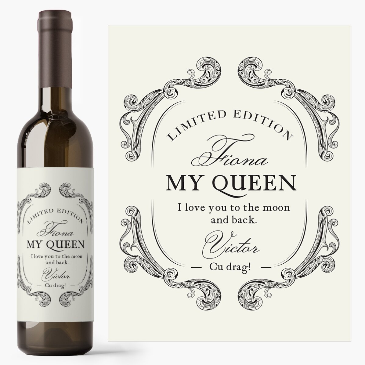 Vin personalizat cu text - Antique