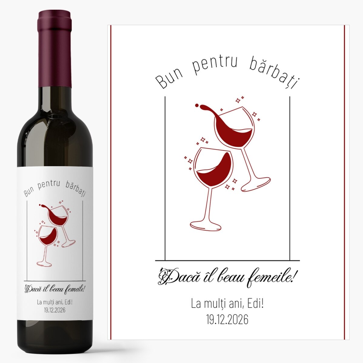Vin personalizat cu text - Bun pentru bărbați