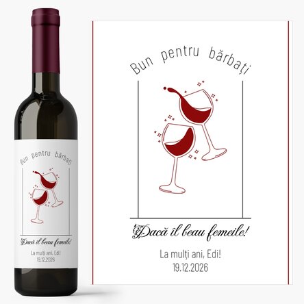 Vin personalizat cu text - Bun pentru bărbați