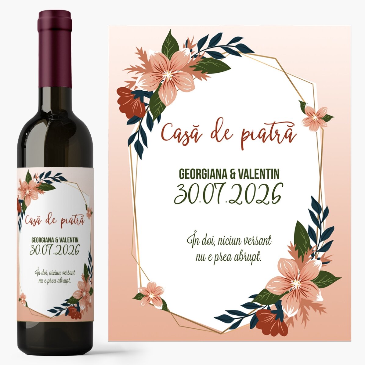 Vin personalizat cu text - Căsătorie