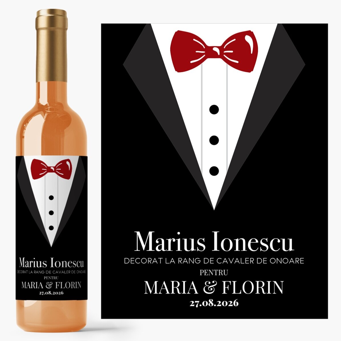 Vin personalizat cu text - Cavaler de onoare