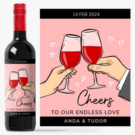 Vin personalizat cu text - Cheers to our love