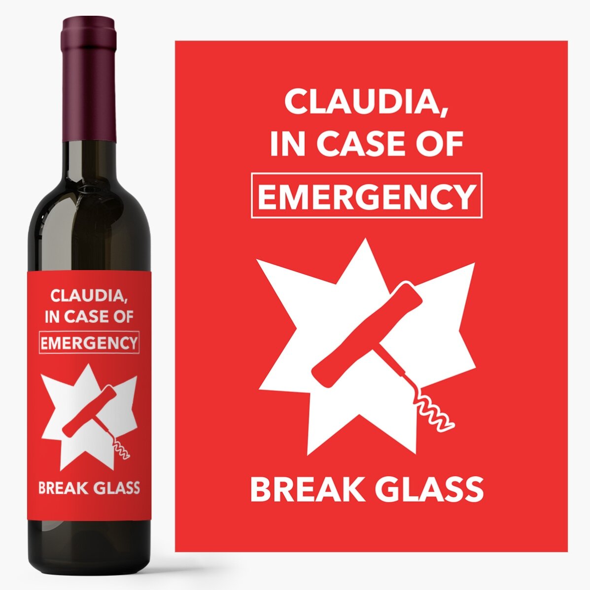 Vin personalizat cu text - Emergency