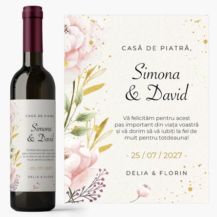 Vin personalizat cu text - Felicitări, mirilor