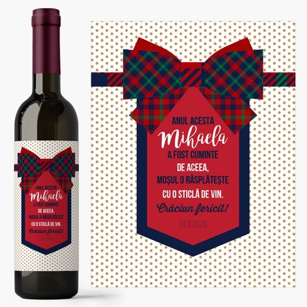 Vin personalizat cu text - Fundiță