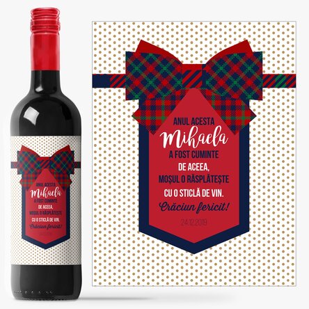 Vin personalizat cu text - Fundiță
