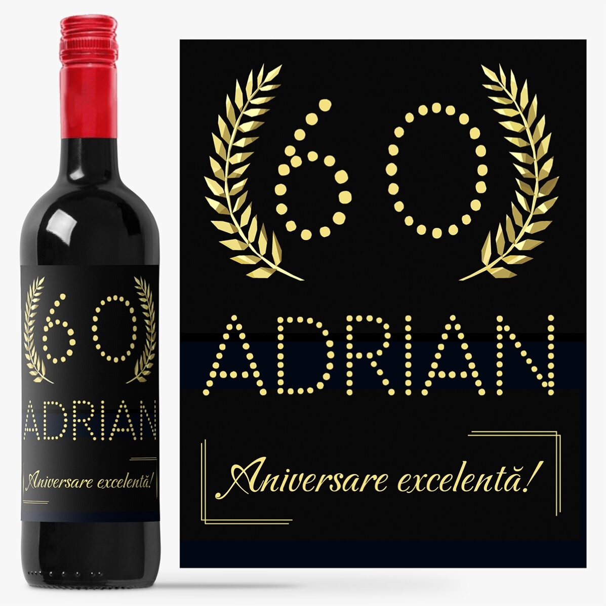 Vin personalizat cu text - Gold