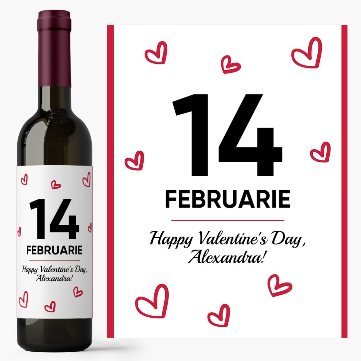 Vin personalizat cu text - Hearts