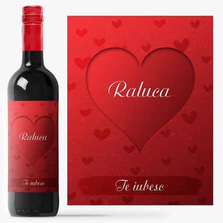Vin personalizat cu text - Inimă