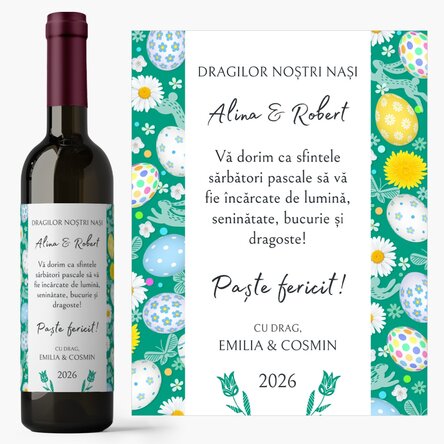 Vin personalizat cu text - Mesaj de Paște