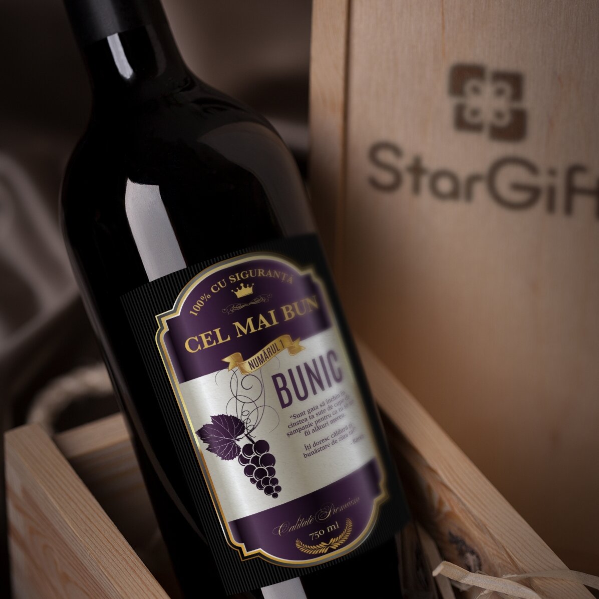 Vin personalizat cu text pentru cei dragi - Vintage purple