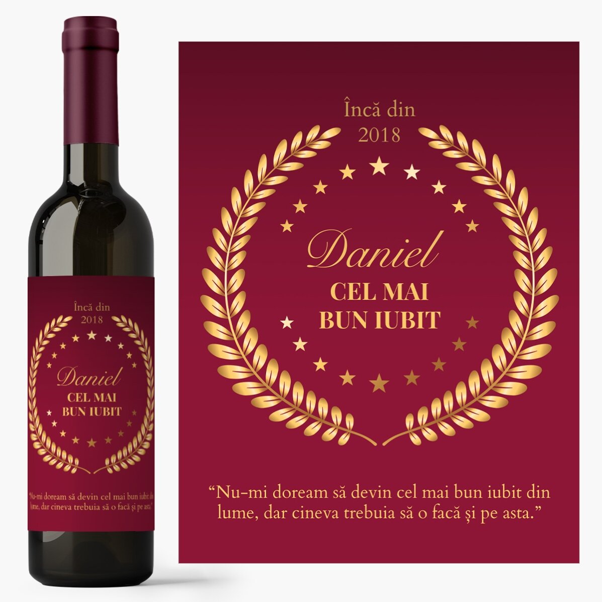 Vin personalizat cu text pentru iubit - Cel mai bun iubit