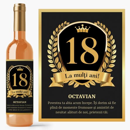 Vin personalizat cu text pentru majorat