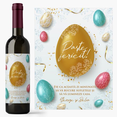 Vin personalizat cu text pentru Paște - Happy Easter